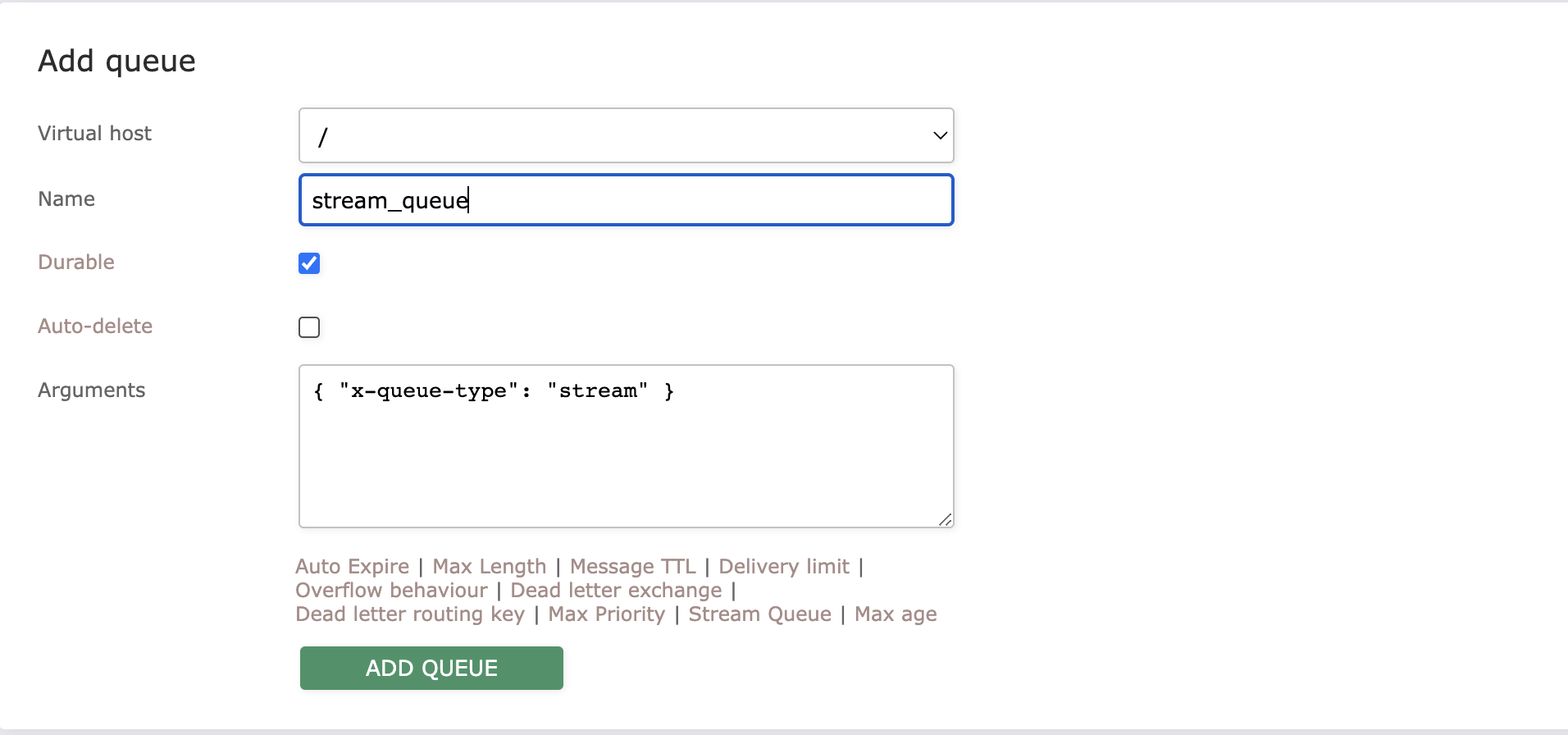 Stream from management UI